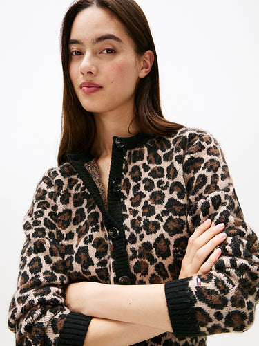 DW0DW21968 0HD | Relaxed Fit Cardigan mit Leoparden-Print